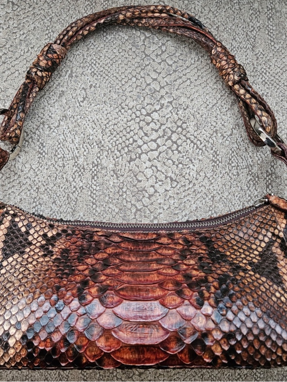 Retta Wolff Brown Multi-Tone Snakeskin Shoulder Bag